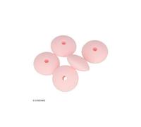 Lot de perles plates en silicone - 12 x 7 mm - Rose Poudré - 5 pcs Rose G