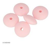 Lot de perles plates en silicone - 12 x 7 mm - Rose Poudré - 5 pcs Rose G