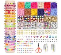 Lot de perles pour bracelets à faire soi-même - Perles en argile de 6 mm - Lettres de l'alphabet - Bracelet d'amitié - Cadeau pour filles