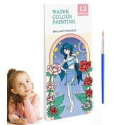 Lot de petits tampons de peinture - Livre de peinture aquarelle | Kit d'art de voyage avec pinceau pour garçons et filles | Version anglaise pour Gouache Water Coloring Book