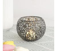 Lot de photophores décoratifs en métal creux pour une ambiance chaleureuse et accueillante (noir et doré)