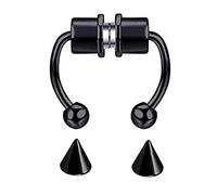 Lot de piercings de nez magnétiques 316L - Anneau en acier - Double piercing de nez - Noir - Taille unique, Coton, No Gemstone