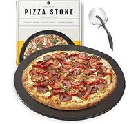 Lot de pierres à pizza en céramique de 38,1 cm - Antiadhésif, sans saleté - Avec coupe-bonus - Noir