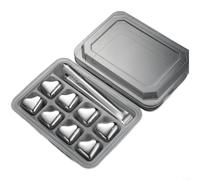 Lot de pierres à whisky réutilisables en acier inoxydable pour refroidir les boissons - Cubes non corrosifs qui gardent le whisky, la vodka, le vin au frais sans diluer la saveur (C)