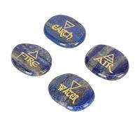 Lot de pierres runiques gravées Air Feu Eau Terre Symboles Reiki Guérison Méditation Chakra Balancing Pierres avec pochette cadeau pour décoration de bureau et salon (Lapis Lazuli)