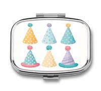 Lot de piluliers d'anniversaire à l'aquarelle à 2 compartiments - Pilulier portable de voyage pour sac à main