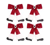 Lot de pinces à cheveux pour les vacances | Quatre paillettes rouges avec bord blanc doux, surdimensionnés pour les fêtes de Noël, les looks portraits,