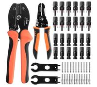 Lot de pinces à sertir solaires pour câble PV de 2,5/4/6 mm², 15 paires de connecteurs de câble, 15 paires de connecteurs mâle/femelle, 1 pince à sertir, 1 pince à dénuder, 2 clés pour connecteur de