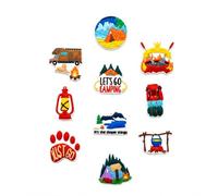 Lot de Pins pour Crocs Thème Camping - Jibbitz Compatibles Sabots et Chaussures - Charms Décoratifs Feu de Camp Tente Paysage Nature Aventure Outdoor - Accessoires Personnalisation