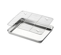 Lot de plaques de cuisson carrées antiadhésives en acier inoxydable avec grille de refroidissement, plaques de cuisson pour le four, pour cuisine, extérieur, table, chariot de service, terrasse