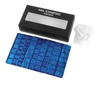 Lot de plaques de stamping pour ongles avec tampon transparent et grattoir en acier inoxydable pour nail art facile à utiliser pour les débutants et les artistes expérimentés des ongles - Outil