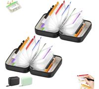 Lot de pochettes à pilules étanches A8, organiseur hebdomadaire comprenant 14 pochettes à code couleur, pochette de voyage pour 7 à 14 jours, rangement à pilules portable (Black*2)