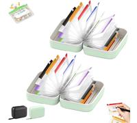 Lot de pochettes à pilules étanches A8, organiseur hebdomadaire comprenant 14 pochettes à code couleur, pochette de voyage pour 7 à 14 jours, rangement à pilules portable (Green*2)