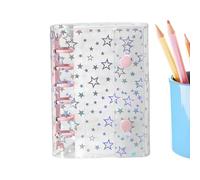 Lot de pochettes de classeur A7 avec étoile scintillante, protection rechargeable pour carnet de notes, couverture transparente A7, 6 classeurs à anneaux pour enveloppes d'argent, magazines