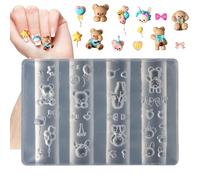 Lot de pochoirs de design d'ongles | Moule en silicone pour décoration d'ongles - Modèle de gravure avec motifs mignons ours cœur nœud papillon pour salon de manucure, mariage, manucure, maison