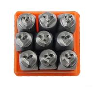 Lot de poinçons en acier industriel en forme de cœur pour empreintes | 9 formes de cœur, acier industriel, impressions claires, fabrication de bijoux, loisirs créatifs, cuir argile, bois