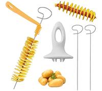 Lot de Pommes de Terre Manuel Spiral Cutter,Spirale Twister de Pommes de Terre,Couteau à Spirale en Acier Inoxydable pour Vegetable Cutter Barbecue, Frit, Rassembler, Fête, Camping, Cuisine
