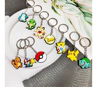 Lot de porte-clés mignons en PVC souple Pokémon, breloques de sac en forme de dessins animés, vente en gros pour cadeaux de fête et de vacances random 10pcs