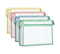 Lot de porte-documents d'étude | Quatre pochettes de rangement debout en EVA avec fermeture éclair, maille translucide pour bureaux, armoires, tiroirs
