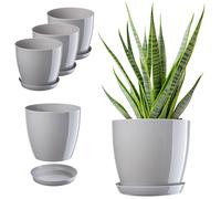 Lot de pots de fleurs KADAX avec dessous de plat, 18 cm, gris, 3 pièces
