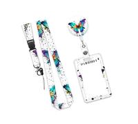 Lot de protections verticales pour cartes d'identité et cordon tour de cou en forme de papillon - Porte-badge rétractable en ABS pour bureau