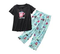 Lot de Pyjamas Courts pour Femme, Pantalon en Coton, Ensemble de vêtements de détente pour Femme, Pyjama d'été Deux pièces pour Femmes, Ensemble Short d'été, Chemise de Nuit, Pyjama pour Femme, Bleu