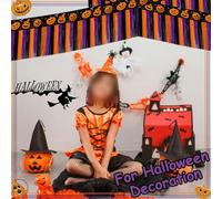 Lot de quatre bannières d'Halloween à pompons avec drapeau citrouille et guirlande à franges en aluminium pour décoration de fête et utilisation à thème