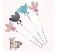 Lot de quatre jouets pour chat : fil d'acier et plumes pour chat, jouets durables pour animaux de compagnie (01)