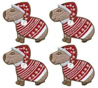 Lot De Quatre - Patchion Capybara De Noël Avec Un Pull De Noël Et Un Bonnet De Père Noël - Capy Christmas - À Coudre - Patch/Insigne/Emblème Brodé