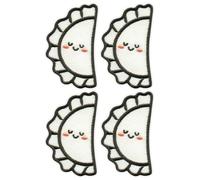 Lot de quatre - Patchion Cute Kawaii Dumpling - Noir, crochet et boucle compatibles avec VELCRO® - Patch/Insigne/Emblème brodé