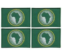 Lot de quatre - Patchion Drapeau de the African Union - since 2010 - Noir, crochet et boucle compatibles avec VELCRO® - Patch/Insigne/Emblème brodé