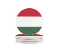 Lot de quatre sous-verres en pierre avec drapeau de la Hongrie absorbants et utilisés comme dessous de verre pour la décoration de la maison