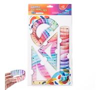 Lot de règles flexibles, Set géométrique, 4 règles souples colorées avec équerre - Outil idéal pour élèves, enseignants, ingénieurs et dessinateurs (Small)