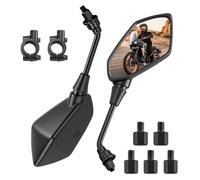 Lot de rétroviseurs de moto - Certifié E - Avec filetage à droite et à gauche M8 M10 - Universel - Pour ATV, vélo électrique, cyclomoteur, scooter (noir)