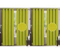 Lot de Rideaux à œillets Effet Lin 140 x 260 cm Home Deco par 1,2,3 ou 4 Paires aux Choix (Anis, 2)