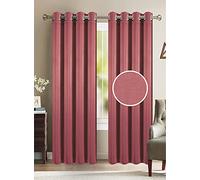 Lot de Rideaux à œillets Effet Lin 140 x 260 cm Home Deco par 1,2,3 ou 4 Paires aux Choix (Rose, 1)