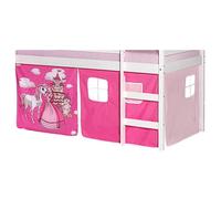 IDIMEX Lot de Rideaux cabane pour lit surélevé superposé mi-Hauteur Mezzanine Tissu Coton Motif Princesse Rose