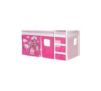 IDIMEX Lot de Rideaux cabane pour lit surélevé superposé mi-Hauteur Mezzanine Tissu Coton Motif Princesse Rose