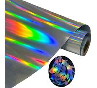 Lot de rouleaux de vinyle thermocollant holographique arc-en-ciel pour presse à chaud, 25,4 cm x 1,8 m