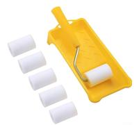Lot de rouleaux en mousse de 5,1 cm avec plateau en plastique jaune et poignée en polypropylène pour un chargement efficace de la peinture et un contrôle de l'application