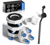 Lot de roulettes de transport pour meubles, roulettes pivotantes à 360 °, kit de levage et de transport avec levier, 2 modules de rehaussement et rembourrage, pour machine à laver, réfrigérateur