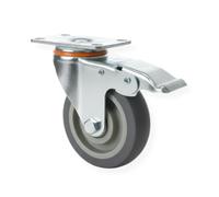 Lot de roulettes pivotantes de 100 x 31 - Roues 100 mm anti-rayures silencieuses en caoutchouc TPR et acier galvanisé | plaque de fixation 4 trous | roues pour meubles, chariots, élétrodoméastiques