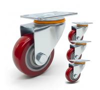 Lot de roulettes - Roues pivotantes silencieuses en polyuréthane anti-trace, haute débit, anti-corrosion, rotation à 360°, idéales pour chariots, étagères, établissements de travail, équipements (100