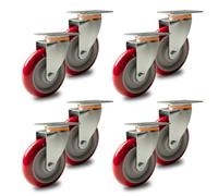 Lot de roulettes - Roues pivotantes silencieuses en polyuréthane anti-trace, haute débit, anti-corrosion, rotation à 360°, idéales pour chariots, étagères, établissements de travail, équipements (125