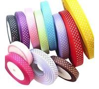 Lot de rubans à pois Chenkou Craft, L x l : 22 m x 15 mm - 12 couleurs au total, lots mixtes en vrac