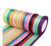Lot de Rubans Satin 22m x 10mm, 18 Colori Nastri Decorativi in Stoffa, Nastri Colorati per Decorazione Regalo, Bouquet di Fiori, Matrimoni, Artigianato, Confezioni e Fai-da-Te