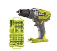 Lot de RYOBI - Perceuse-Visseuse à Percussion 18V ONE+ - 50NM, 500-1800 tr/min - Mandrin 13mm - sans Batterie ni Chargeur - Mallette 127 accessoires mixtes