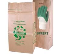 Lot de Sachets Déchets Végétaux 100L | Papier Kraft Ultra-Résistant | Paire de Gants de Jardin Offerts | Idéal pour Jardins Familiaux et Entretien de Maisons Individuelles (10)