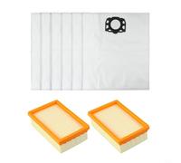 Lot de sacs à poussière de rechange et de filtre pour Kärcher WD4 WD5 WD6 MV4 MV5 MV6 Puissance d'aspiration améliorée Absorption efficace de la poussière Durable et facile à monter Blanc 6 sacs 2