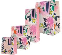 Lot De Sacs Cadeaux Et Sacs À Bouteilles Pour Plusieurs Occasions ¿ 1 Grand ,1 Moyen Et 1 Petit Sac Cadeau ,Et 1 Sac À Bouteille En 4 Motifs Floraux